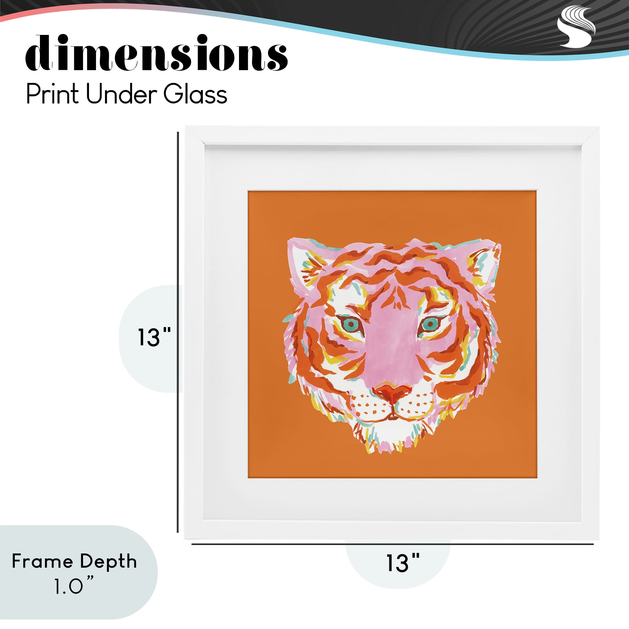 Stupell Industries Fun Bold Orange Tiger White Framed Print Under Glass, design by Karolina Sato