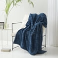 thumbnail image 4 of Idea Nuova Well Being Antimicrobial Super Soft Marled Sherpa Blanket Navy, 4 of 5
