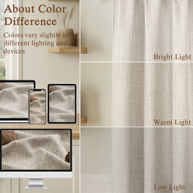 OVZME Judy Faux Linen Cafe Curtains, 30x36, Set of 2 photo 2