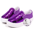 thumbnail image 2 of Toddler Girls Sneakers loafer Shoes Slip On Little Kids Canvas Flipping Sequins Color Change Glimmer Glitter Sparkle Low Top Non Slip Rubber Sole Lightweight Fashion Casual Purple Size 7, 2 of 5