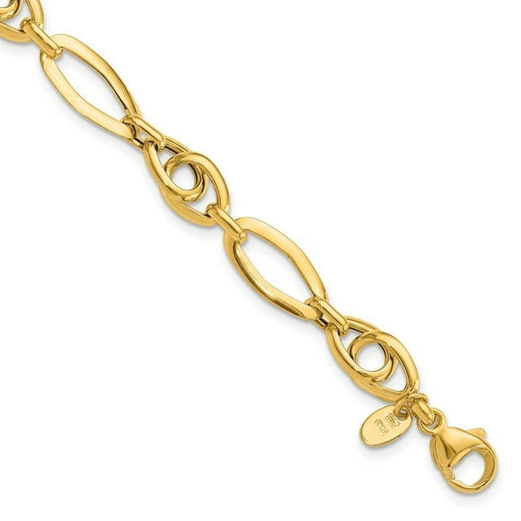 Diamond2Deal 14K Yellow Gold Fancy Link Bracelet 7.5inch for Women