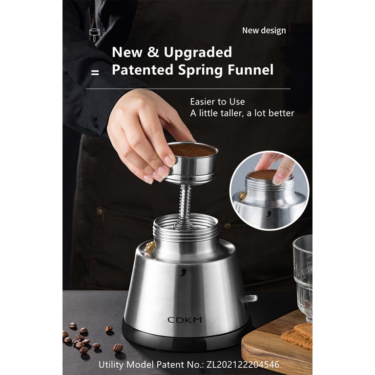 CDKM Electric Moka Pot 6-Cup, One-Touch Automatic Coffee Maker