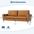 thumbnail image 2 of 84" Sofa, 3 Seater Sofa for Living Room, Modern Loveseat, PU Leather Sofa with Deep Seats and Wide Armrests, Wood Legs, Easy Assembly, Brown, 2 of 9