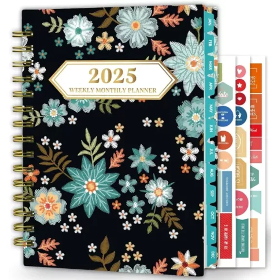 2025 Planner, 12-Month Daily Weekly Monthly Planner Spiral Notebook With Sticker