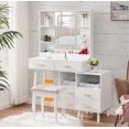 thumbnail image 6 of BEWISHOME Vanity Desk with Mirror Lights, Makeup Vanity with Drawer & Stool, Makeup Dressing Table Set with 3 Colors Modes, 6 of 8