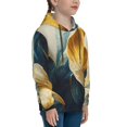 thumbnail image 3 of Goofa Golden Blue Leaf Design Pattern Hooded Sweatshirt for Youth Trendy youth sweatshirt Casual Hoodie for Boys and Girls-X-Large, 3 of 6