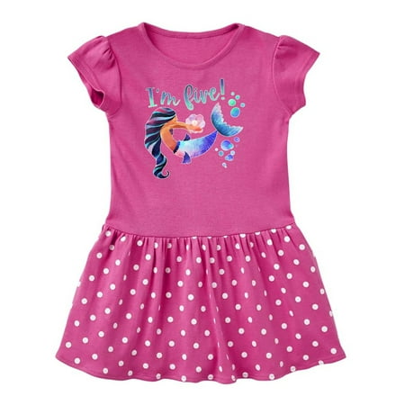 

Inktastic I m Five! 5th Birthday Pink and Blue Mermaid Gift Toddler Girl Dress