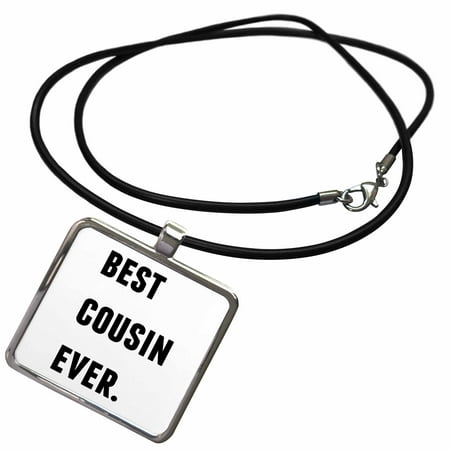 3dRose Best Cousin Ever, Black Letters On A White Background - Necklace with Pendant