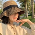 thumbnail image 4 of Sombrero de malla con lunares de 56-58 cm de circunferencia para el sol, sombrero de paja para playa con protección solar para verano para mujer, 4 of 5