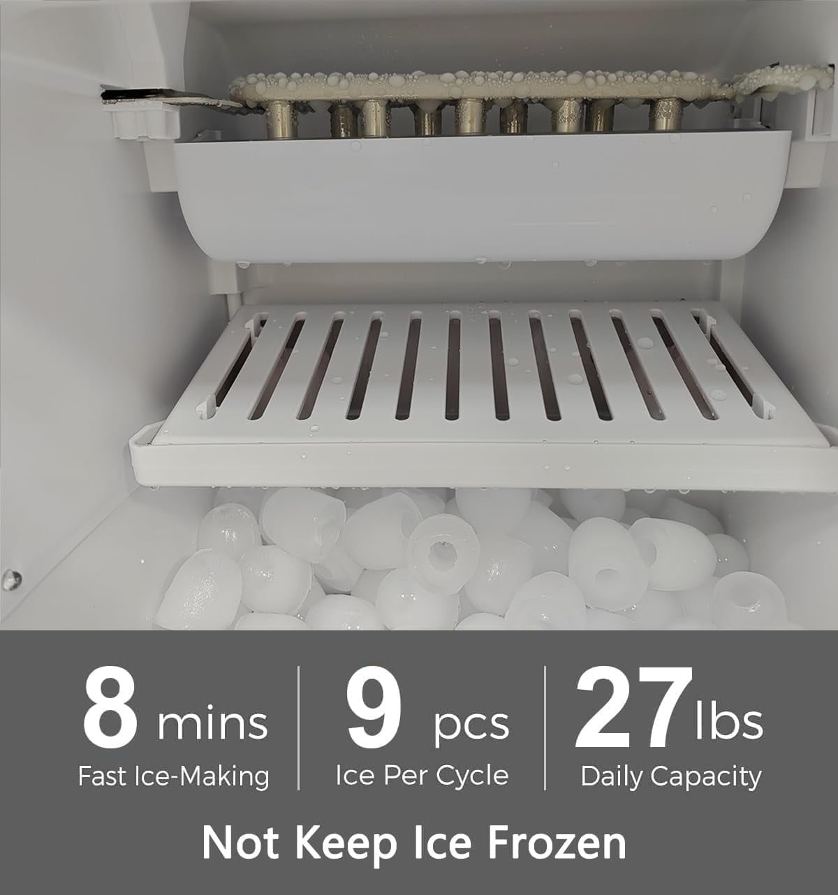 IKT Hot and Cold Water Dispenser with Ice Maker ,5 Gallon Bottle Top Load 27 lbs Daily Capacity with Child Safety Lock Black