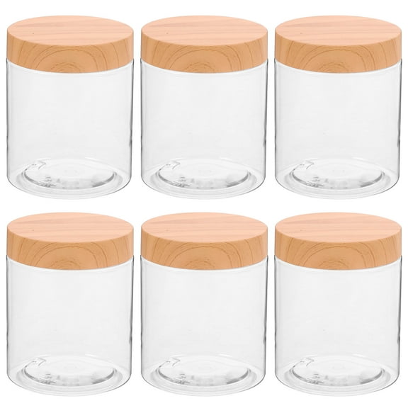 6 Pcs Transparent Pet Jar Food Containers Large Storage Glass Spice Jars Plastic Dry Capacity