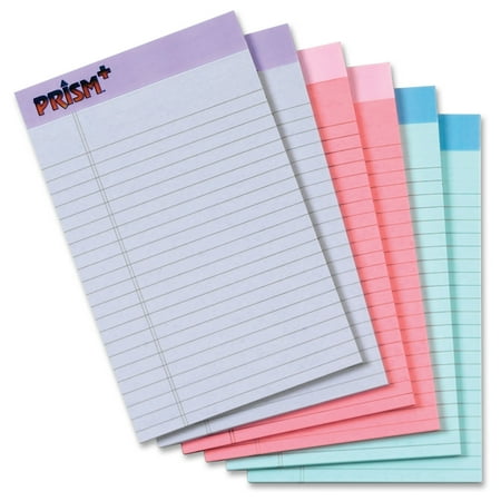 UPC: 0025932630163 | TOPS Prism Writing Pads  5  x 8   Jr. Legal Rule  Assorted Colors  50 Sheets  6 Pack