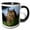 Black/White, variant on 3drose, Great Horned Owl, Bubo Virginianus, in Pine Tree, Colorado, 11oz Two-tone Yellow Mug