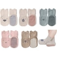 thumbnail image 4 of Exegawe Calcetines antideslizantes para niños pequeños, lindos calcetines para bebé con agarres, 5 pares, 4 of 5