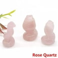 thumbnail image 4 of CHUANK Natural Quartz Crystal Gemstone Snake Carved Healing Mini Reiki Serpent Statue-Rose quartz, 4 of 6