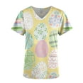 thumbnail image 4 of LSLJS Blouse d'Infirmière de Pâques pour Femmes Imprimé Lapins Œufs T-Shirt Col en V Uniforme de Travail avec Poche, 4 of 5