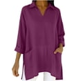 thumbnail image 2 of Bixock Women's Maternity Tops Long Sleeve Shirts V Neck Cotton Linen Loose Pregnant Casual Blouse with Pockets Soft Breathable Daily Wear Maternity Clothings, 2 of 7
