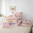 thumbnail image 6 of Homewish Multicolor Flower Floral 7 Pieces Bedding Comforter Set,Rustic Botanical Full Bedding Set,Pink Green Fitted Sheet Flat Sheet For Girl Kids,Microfiber Bedroom Decor Reversible, 6 of 8