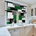 thumbnail image 5 of Green Geometric Kitchen Curtains Checkered Window Curtains and Valances Set 36 Inch, Black Grey White Short Tier Curtain for Kitchen, Modern Abstract Small Kitchen Decor, 5 of 6