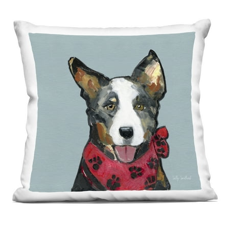 Stupell Industries Dog with Paw Bandana Design by Sally Swatland Throw Pillow