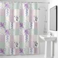 thumbnail image 6 of Patchwork Shower Curtain with Hooks, Rustic Purple Roses Gingham Plaid Stripe Ditsy Dots Water Repellent Shower Curtains for Bathroom Decor Sturdy Shower Curtain, Machine Washable 60x72 Inch, 6 of 9