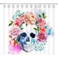 thumbnail image 2 of GFDYREE Set of 12 Sugar Skull Shower Curtain Hooks Decorative Home Bathroom Stainless Steel Rustproof Skeletons Shower Curtain Rings Decor Accessories (White), 2 of 6