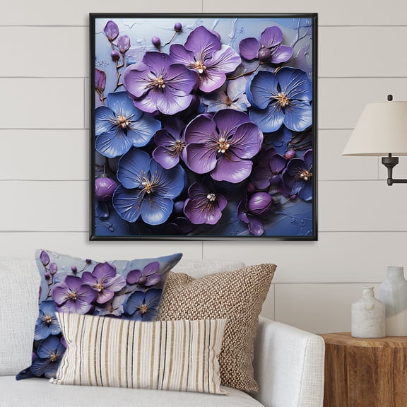 Designart "Elegance Fit For Royalty" Violets Floater Framed Canvas Prints