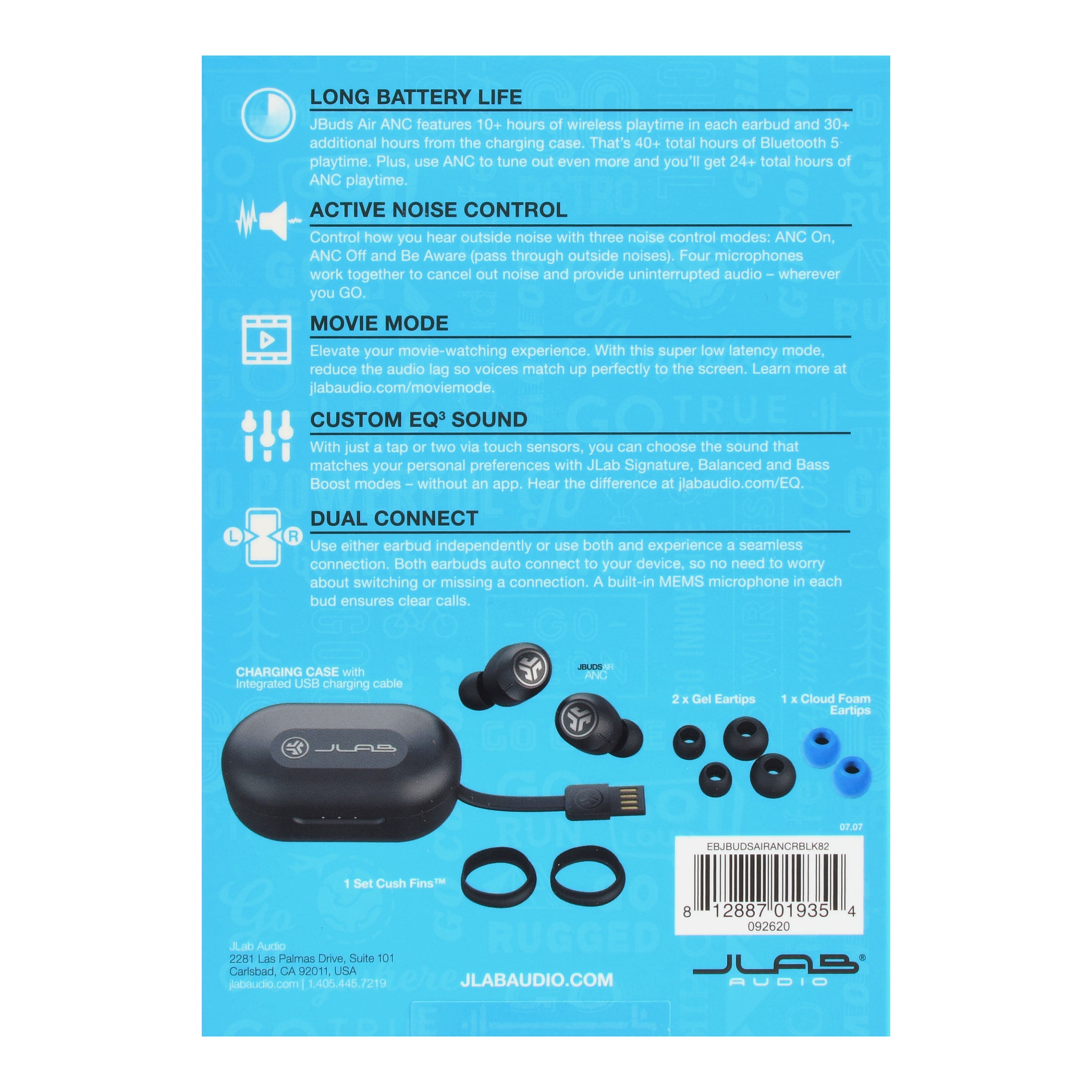 JLab Audio JBuds Air ANC True Wireless Earbuds Black Active Noise Canceling Low Latency Movie Mode in Nepal at NPR 10532 Rating 5