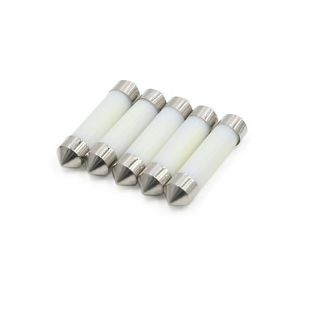5pcs 39mm Ceramic Shell White Car Interior Festoon Dome Map Light Lamp Bulb