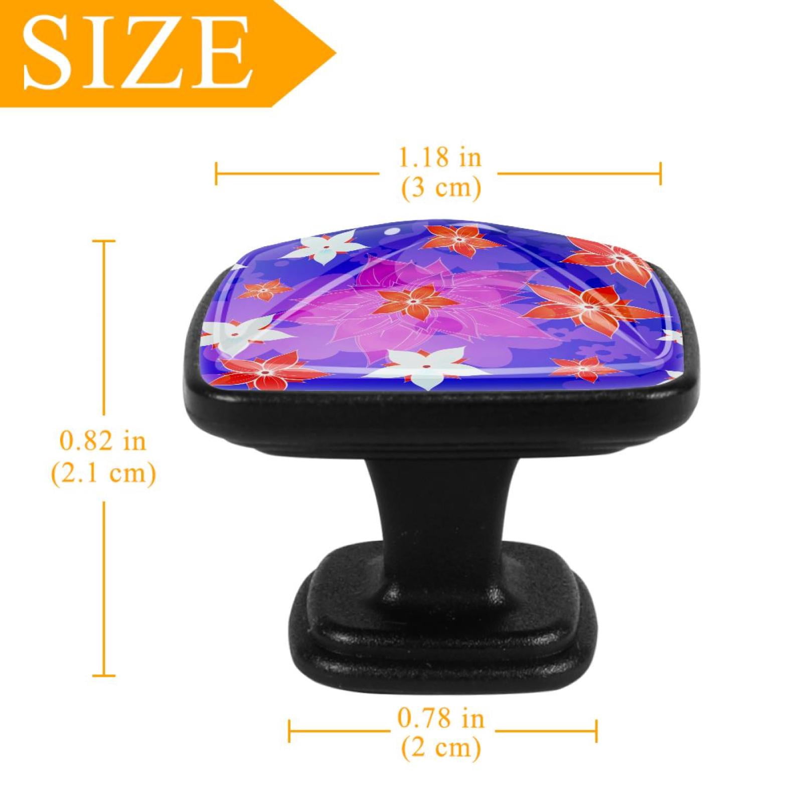 4 Pcs Cabinet Handle Drawer Pulls Blue Floral Flower Knobs with Screws Square Furniture Office Cabinet Knob Decoration
