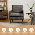 thumbnail image 7 of Upholstered Accent Chair Removable Back Seat Cushion Armchair Lounge Sofa Golden Legs Living Room Bedroom Grey, 7 of 7