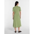 thumbnail image 2 of Time and Tru Women's and Women's Plus Seamed Cotton Midi Dress, Sizes XS-4X, 2 of 4