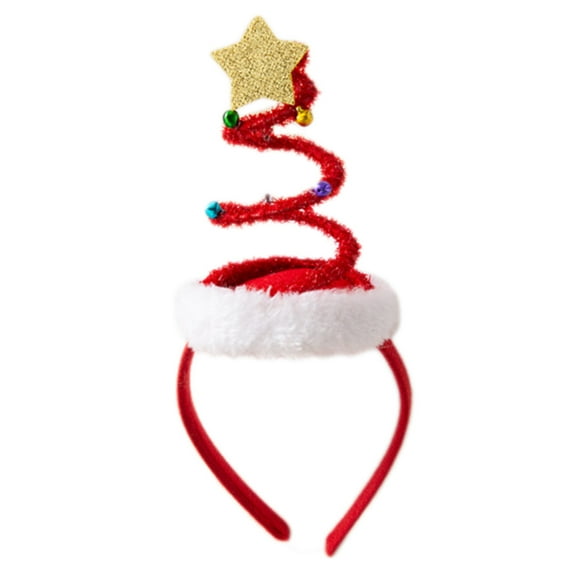 Aellinatey Christmas Tree Headband Spring Coil Bell Hair Hoop Elastic Holiday Photo Props