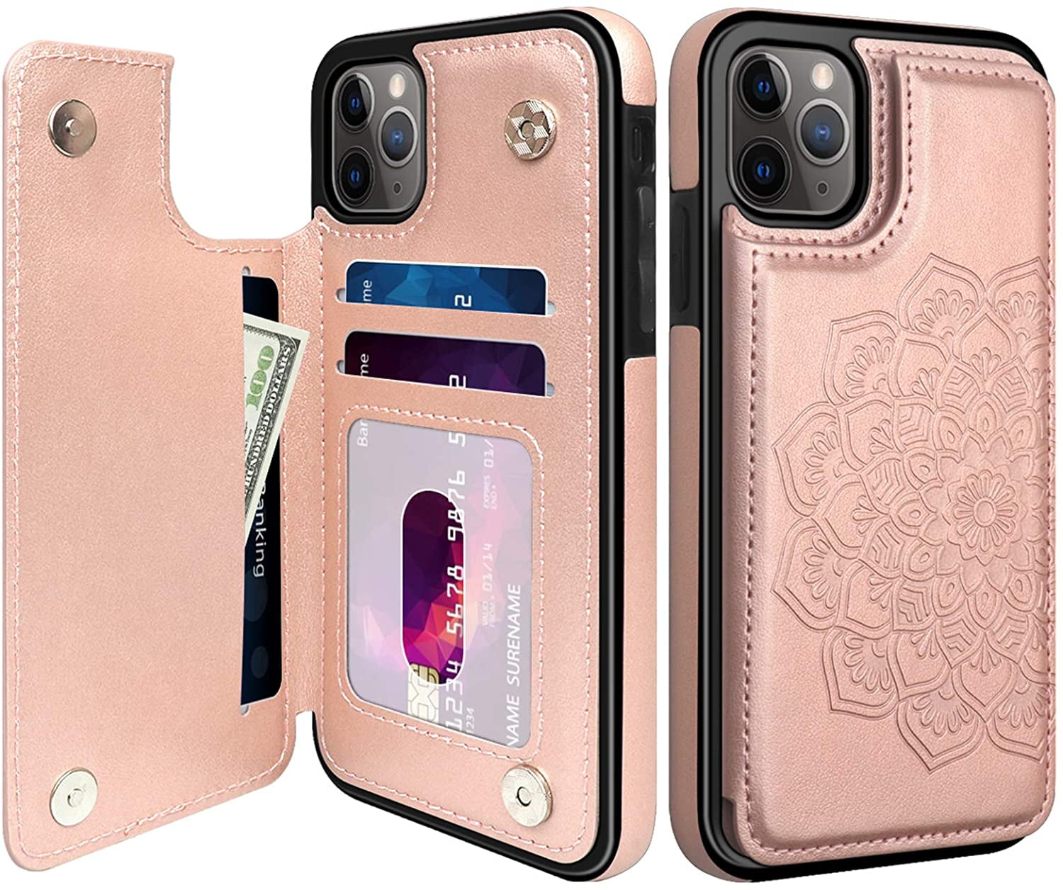 For Iphone 11 Pro Max Case Flower Magnetic Leather Wallet Case For Iphone 11 Pro Max With Card Holder For Womewn Girls Durable Shockproof Protective Case For Iphone 11 Pro Max 6 5