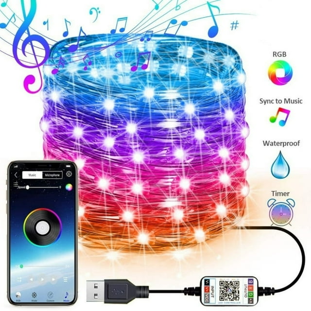 USB Bluetooth-compatible Phone Remote Controlled LED Light Strip Christmas Holiday Decor