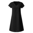 thumbnail image 4 of Frostluinai Plus Size Summer Dresses For Women Women's Casual T-Shirt Dresses V-Neck Loose Plain Tank Short Sleeve A-line Dress, 4 of 7