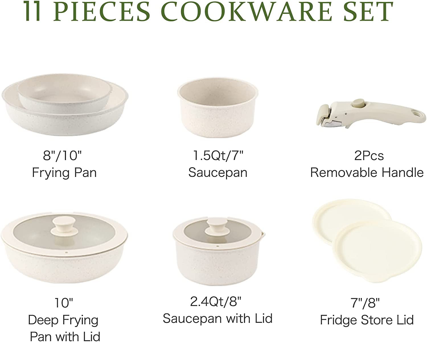 Aufranc 9pcs Pots and Pans Set, Nonstick Granite Cookware Set with  Detachable Handle, Stackable RV Cookware Sets with Removable Handle - Oven  Safe 