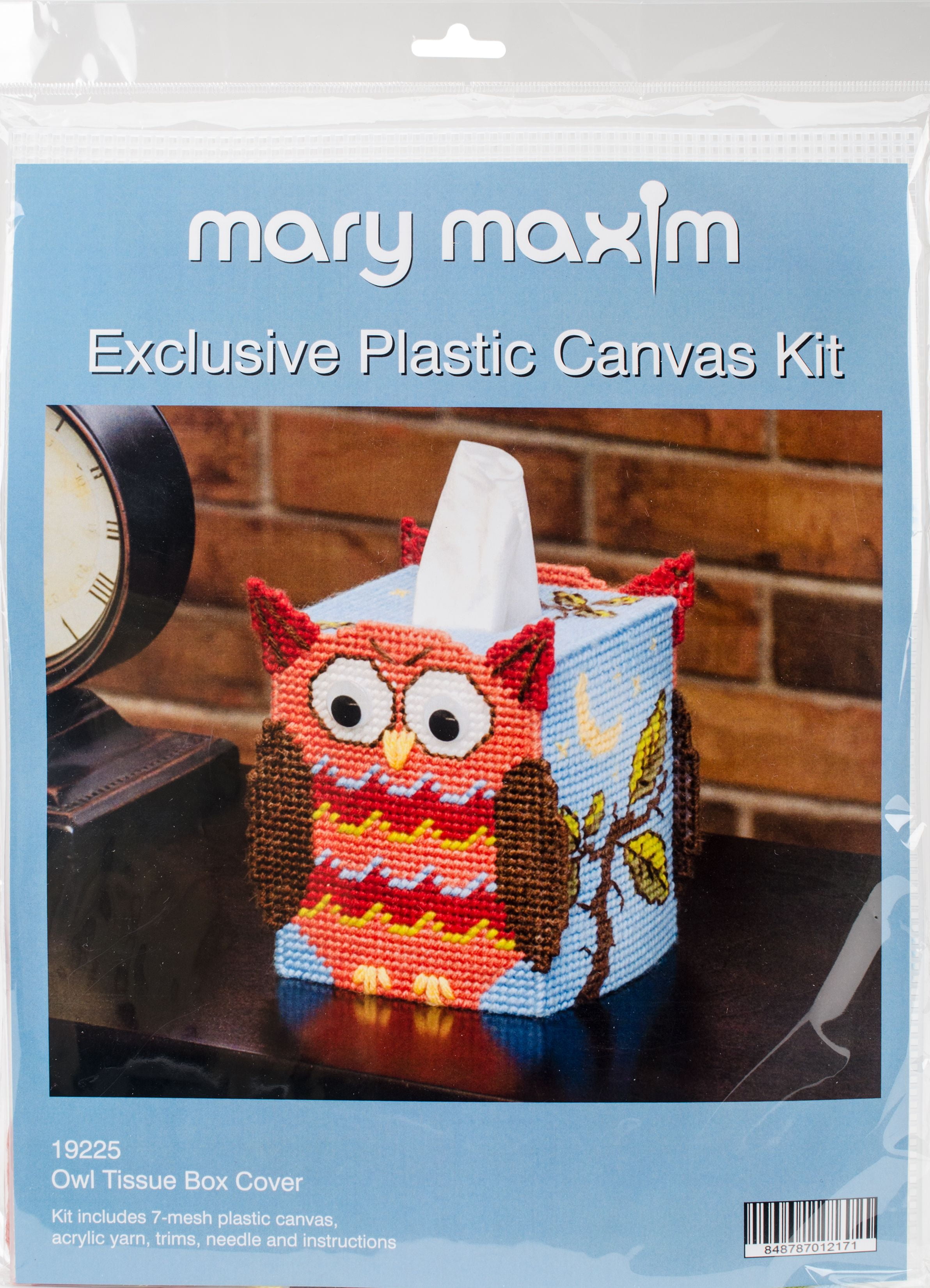Mary Maxim Plastic Canvas Tissue Box Kit 5"Owl (7 Count)