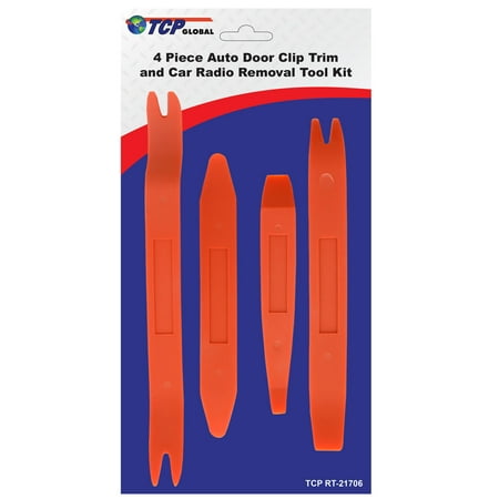 Bojo Trim Panel Tools 4 Piece Auto Door Clip Trim and Car Radio Removal Tool Kit - Install and Remove Fasteners, Trims, Moldings and Panels ()