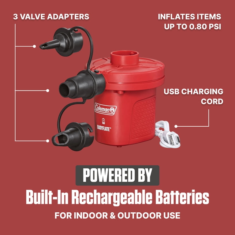 Coleman, EasyFlate Rechargeable Electric Air Pump, 3 Adapters