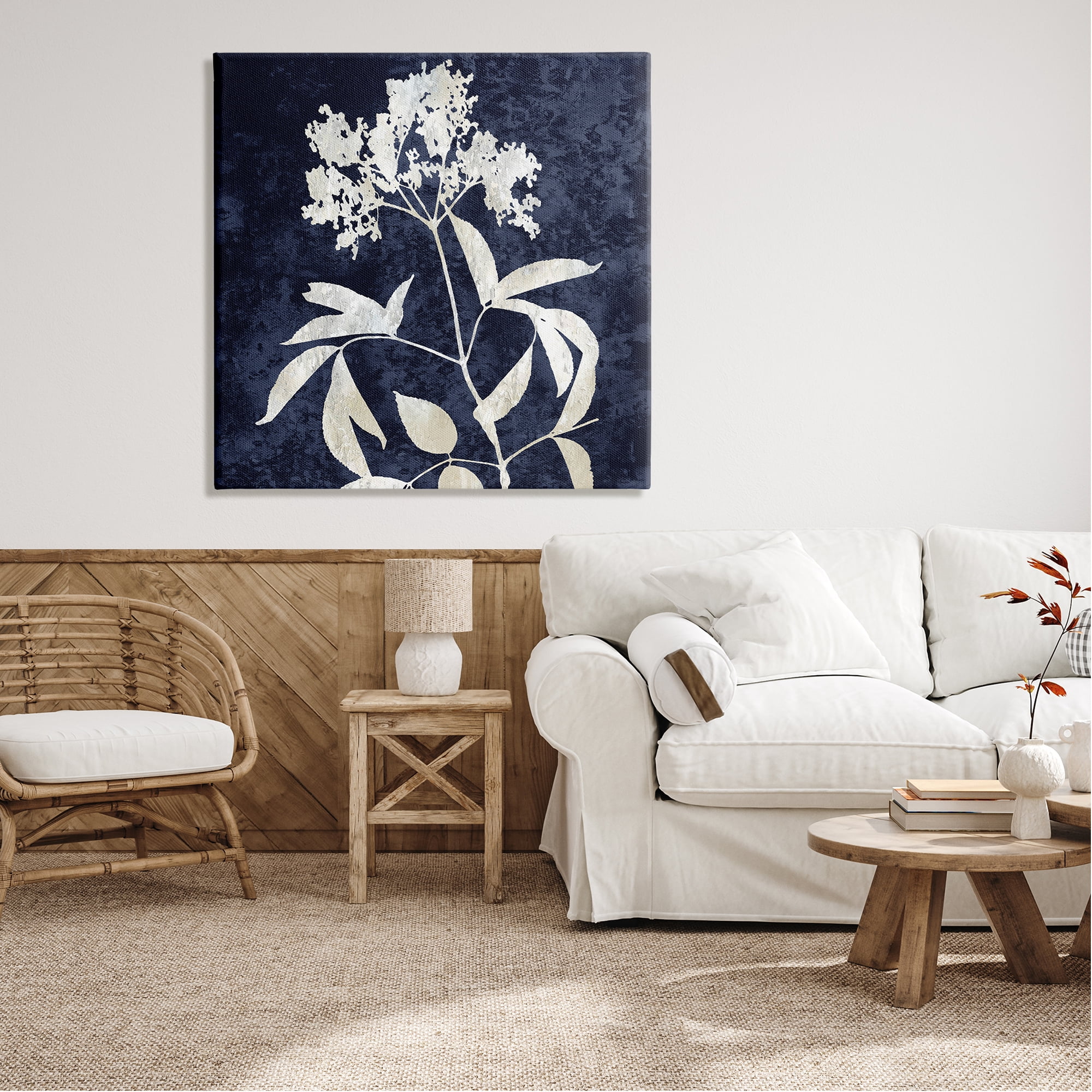 Stupell Industries Contemporary Flower Sprig Botanical Leaves Shapes Design Graphic Art Gallery Wrapped Canvas Print Wall Art, Design by Danielle Carson