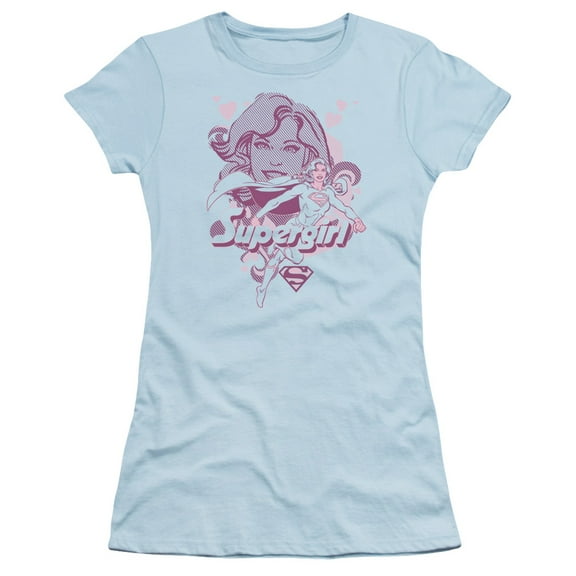 DC Comics Supergirl S/S Junior Women's T-Shirt Sheer-Light Blue