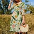 thumbnail image 4 of Floral Pattern Pretty Pastel Blooms Womens Summer Dress Tie Back A Line Flare Dress, 4 of 9