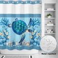 thumbnail image 4 of No Hook Shower Curtain with Built-in Rings - Coastal Ocean Washable Waterproof Fabric Bathroom Curtains for Hotel,Rentals, 72 X 72 Inch Long , Sea Turtles Starfishs Blue, 4 of 9