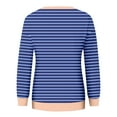 thumbnail image 5 of Mrat Long Sleeve Striped Shirts for Women Crew Neck Striped Tops Loose Fitting Casual T Shirts Trendy Lightweight Soft Tops Women's Drawstring Hoodies S-99 Blue XXL, 5 of 5