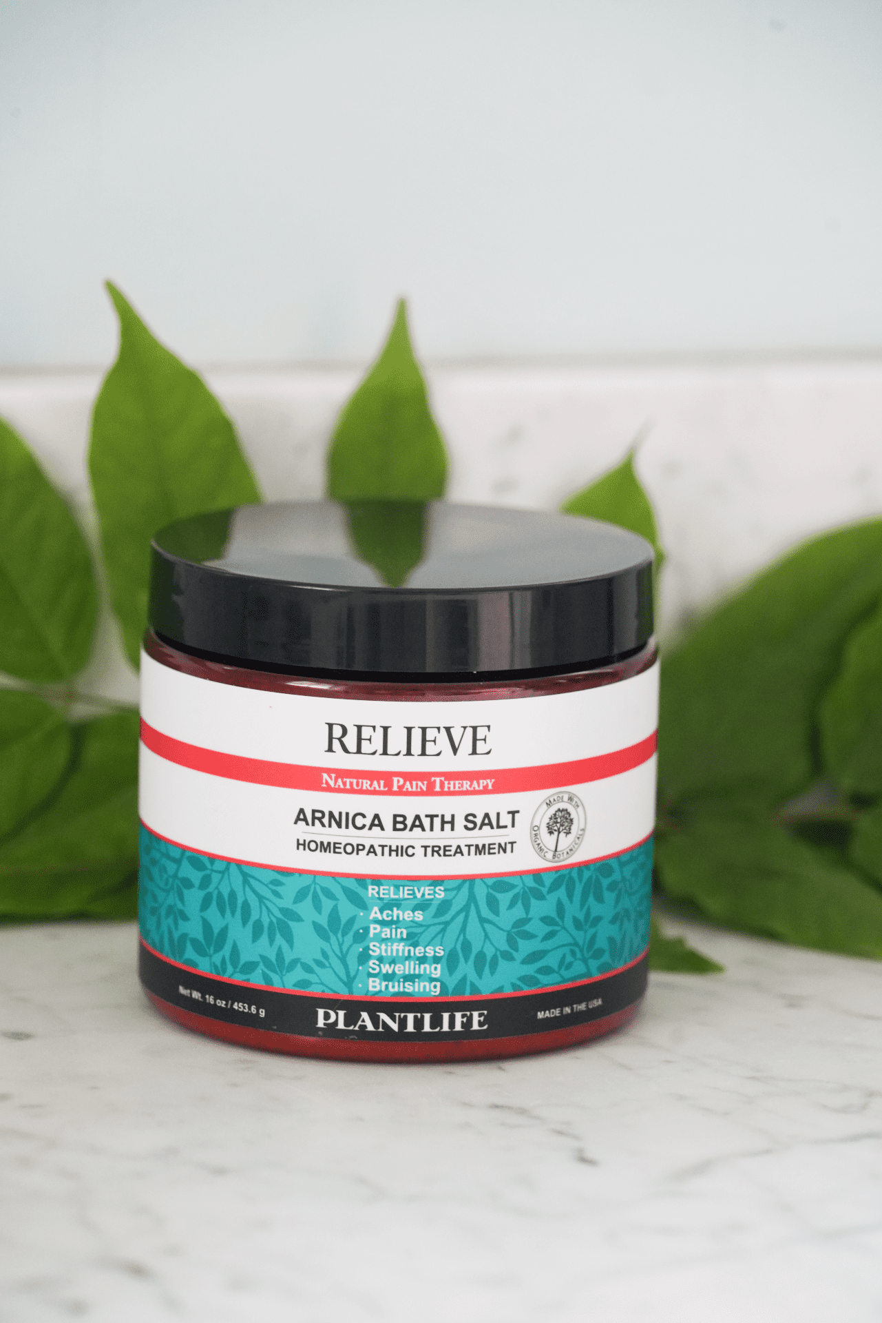 Plantlife Mineral Bath Salts for Pain Relief, Sore Muscles, Relaxing Soak with Arnica & Pure Essential Oils