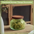 thumbnail image 2 of Lingshine 24.5 oz Decorative Glass Jars with Airtight Wooden Lids - Green Flower, Vintage Kitchen Food Storage Containers for Cookie Candy Spice Coffee Tea, Home Decor Candle Vase, 2 of 6