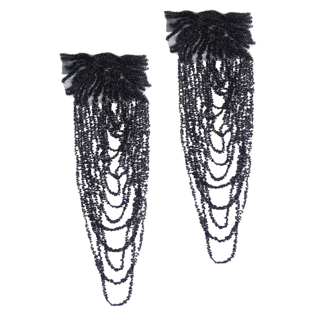 BRIGHTFUFU 1Par Adorno De Hombreras Con Borlas Negras Para Chaquetas Estilo Vintage Retro
