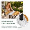 thumbnail image 4 of Round Outdoor Tablecloth with Umbrella Hole and Zipper, Orange Stripes Tablecloth with Elastic Waterproof, Modern Farmhouse Simple Vertical Lines Patio Table Covers for 36" - 44" Picnic Pool Tables, 4 of 9