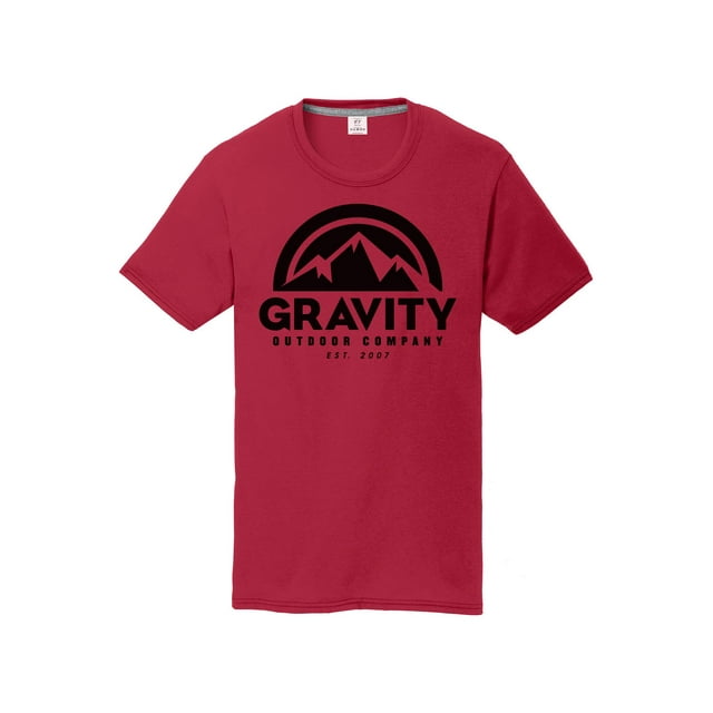 Gravity Outdoor Co. T-Shirt de Performance pour Jeunes - Logo Noir - Rouge - Très Grand